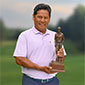 Notah Begay III holding Payne Stewart Award