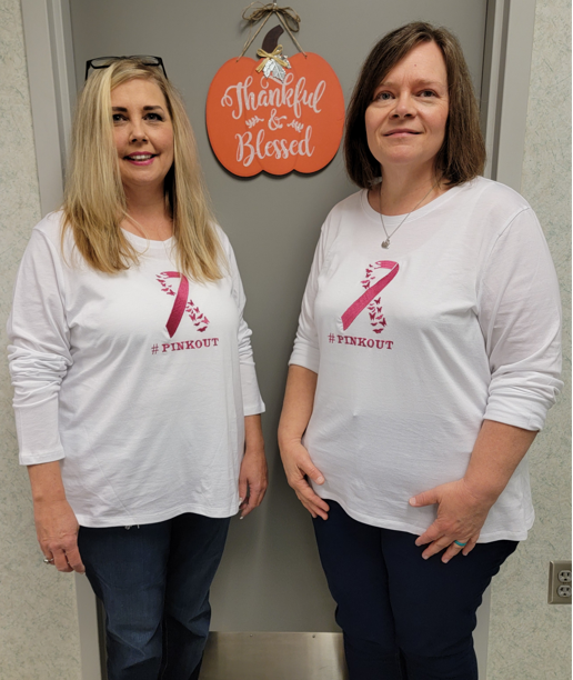 "Rhonda Weeks and I both believe it is critically important to support the cause for research and the efforts to FIND A CURE for this disease. I personally have had breast cancer on both sides of my family and have had a scare or two with myself and other members of my immediate family. I love all the support that is now being given to the ones that face this horrible disease daily. The encouragement given is so sweet, genuine and caring. Women, especially, need this kind of support and there is nothing like"-Cindy Harcrow, Senior Customer Service Representative at Fayette Business Office